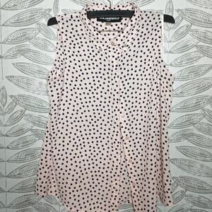 Karl Lagerfeld Blouse Button Down Pearls Polka Dots NWOT "Magdalyn"